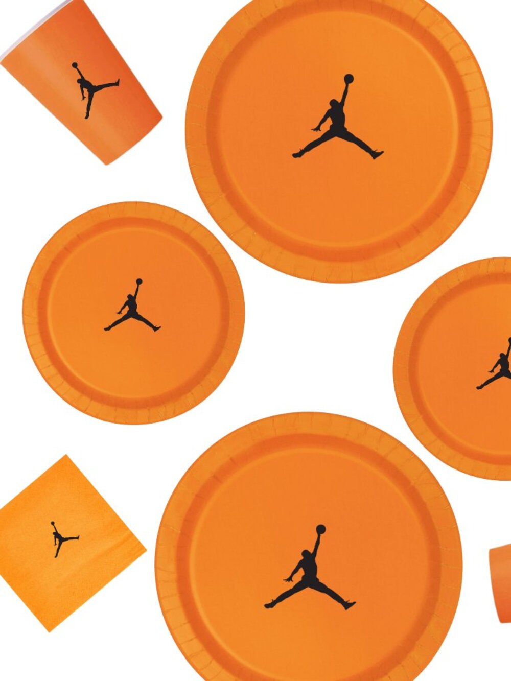 Custom shoe Paper Party Plates Set, Orange, 60 Count, Basketball Theme, Jumpman